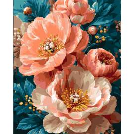 Розовые пионы с красками металлик