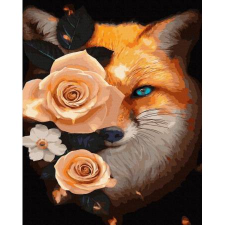 Картина за номерами Лисичка з квітами, ANG466