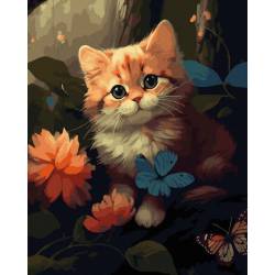 Котенок среди цветов