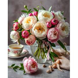 Пионовое чаепитие (стразы AB+FD)