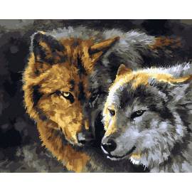 Волк с волчицей в лесу