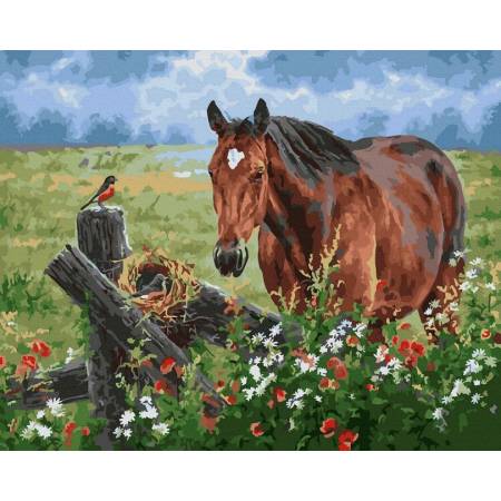 Картина за номерами Кінь на лузі, GX25107