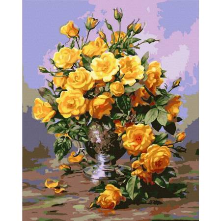 Картина за номерами Жовті квіти у вазі, GX7530