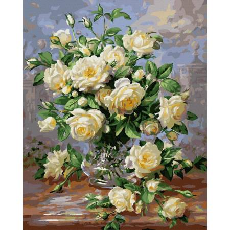 Картина за номерами Білі квіти у вазі, GX7547