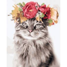 Кошка в цветочном венке 