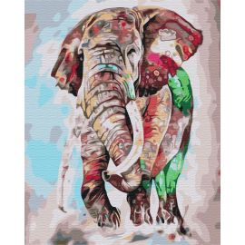 Радужний слон у фарбах
