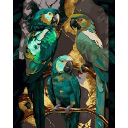 Зелені папуги з фарбами металік