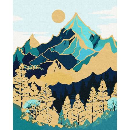 Картина за номерами Гірський ландшафт фарбами металік, KHO5102