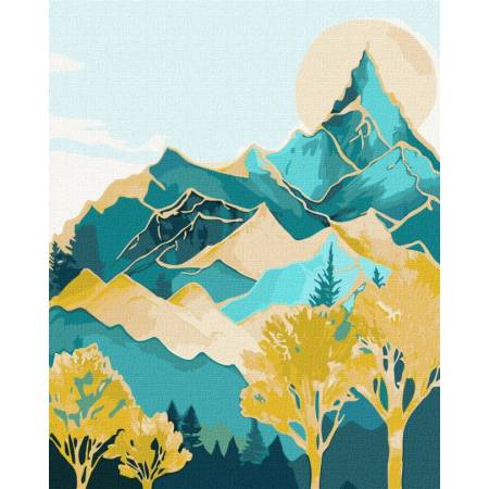 Картина за номерами Гірські вершини з фарбами металік, KHO5104