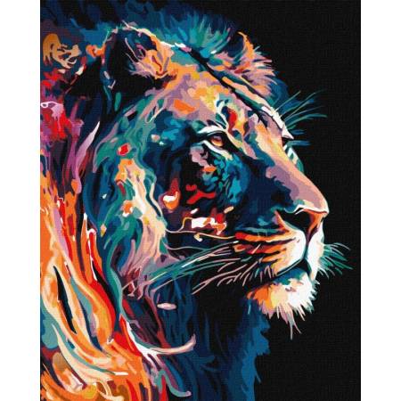 Картина за номерами Граціозний лев з фарбами металік , KHO6517