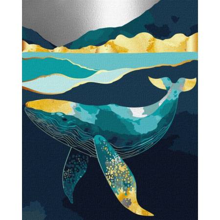 Картина за номерами Витончений кит з фарбами металік , KHO6522
