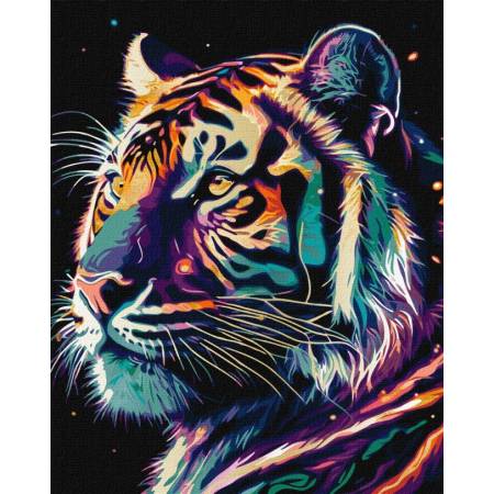 Картина за номерами Фантастичний тигр із фарбами металік, KHO6527