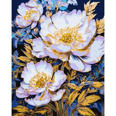 Картина за номерами Елегантні квіти з фарбами металік, KHO3259