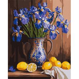 Іриси у вазі та лимони
