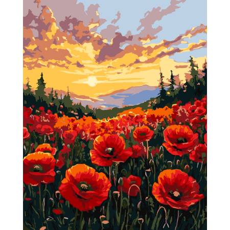Картина за номерами Поле маків, KHO6398