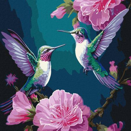 Картина за номерами Казкові птахи з фарбами металік, KHO6582