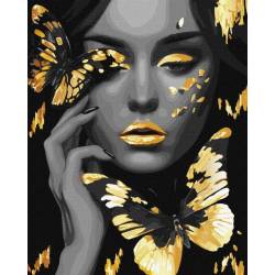 Дівчина з метеликами з фарбами металік