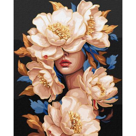 Картина за номерами Квіткова красуня з фарбами металік, KHO8428