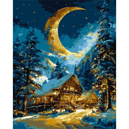 Картина за номерами Зимове тепло дому з фарбами металік, LW 605-01