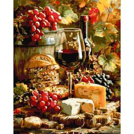 Натюрморт із вином та сиром