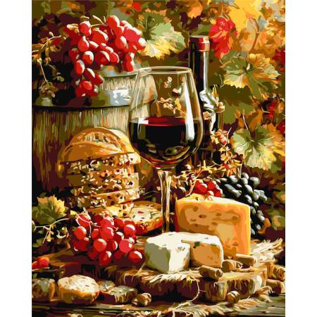 Натюрморт із вином та сиром