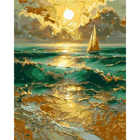 Картина за номерами Самотнє вітрило з фарбами металік, LW30610-01