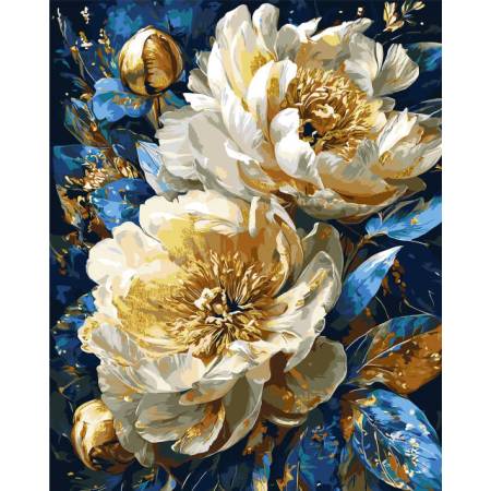 Картина за номерами Королівські півонії з фарбами металік, LW31470-01 Картина за номерами Королівські півонії з фарбами металік, LW31470-01