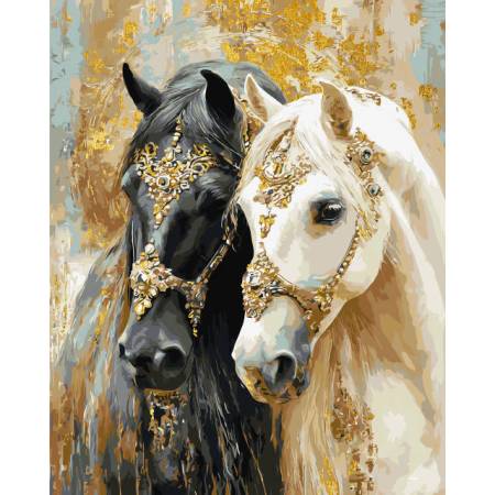 Две лошади с красками металлик