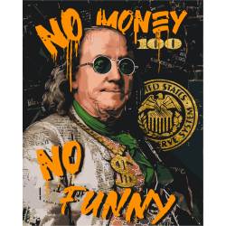 Бенджамин Франклин. No money, no funny. С красками металлик (золотые)