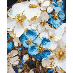 Бело голубые цветы с красками металлик Оригами 