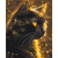 Черный кот, животные. С красками металлик