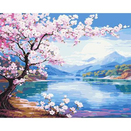 Картина за номерами Пейзаж.Сакура біля річки, LW3488