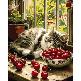 Спящий котенок на окне