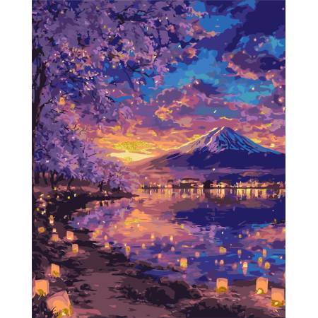 Картина за номерами Казкова Фудзіяма з фарбами металік, LW3555
