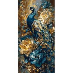 Павич серед квітів з фарбами металік