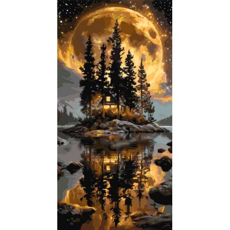 Картина за номерами Будинок у лісі з фарбами металік, LW5184 Картина за номерами Будинок у лісі з фарбами металік, LW5184