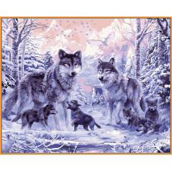 Волчье семейство в раме 