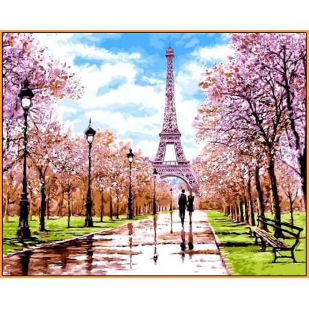 Картина за номерами Квітень у Парижі Babylon - у рамі, кольорове полотно, NB1198R