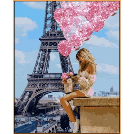 Картина за номерами Над Парижем - у рамі, кольорове полотно, NB1236R