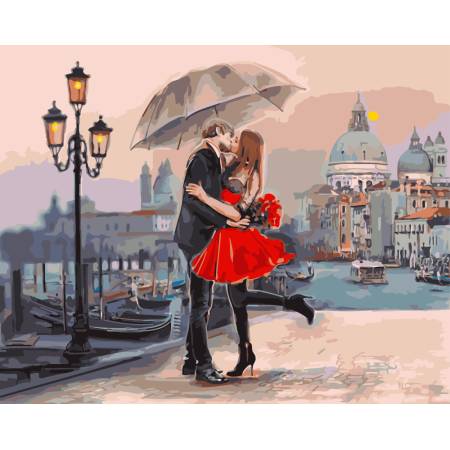 Пара в Венеции, цветной холст