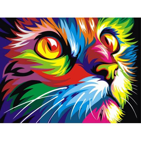 Картина за номерами Різнобарвний кіт, VK002