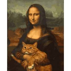 Мона Лиза с котом в раме 