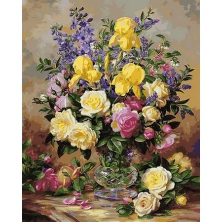 Картина за номерами Жовті іриси та троянди, VPS1051