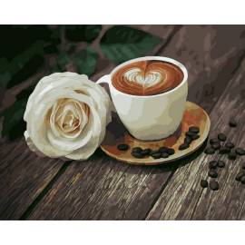Кофе и белая роза