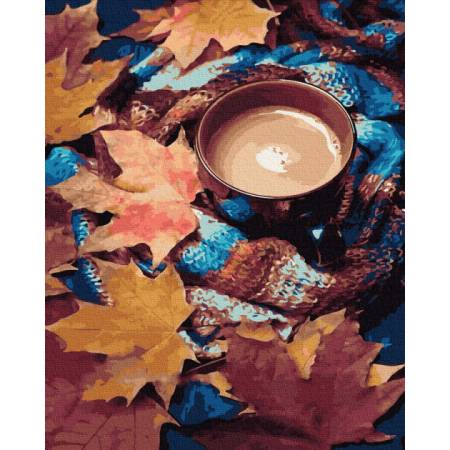 Осеннее кофе премиум, цветной холст