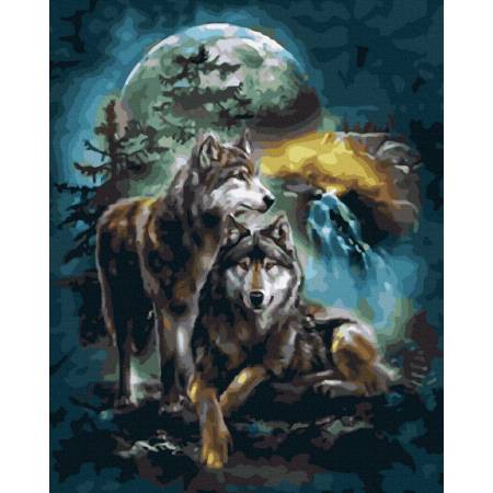 Картина за номерами Вовки при місяці, GX32766
