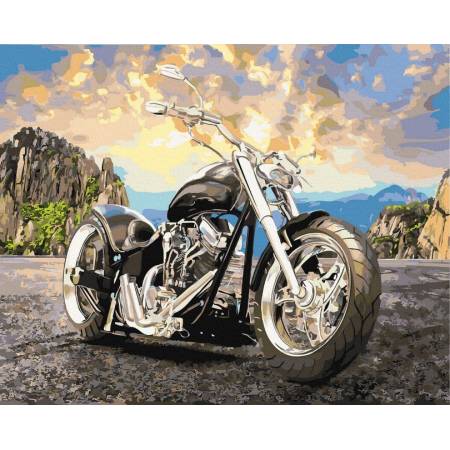 Картина за номерами Чорний мотоцикл , GX41464