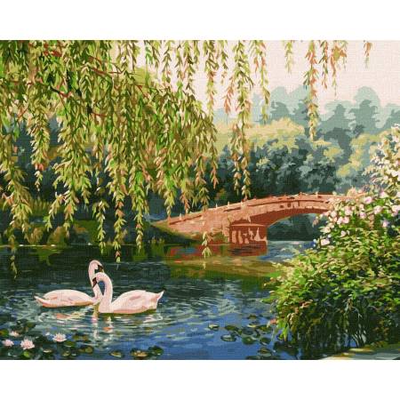 Картина за номерами Лебеді на озері , KHO4359