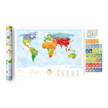 Карта мира Travel Map Kids Sights с набором карточек