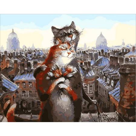 Картина за номерами Коти романтики, Q2075